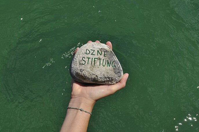 Stein mit der Aufschrift "DZNE-Stiftung"